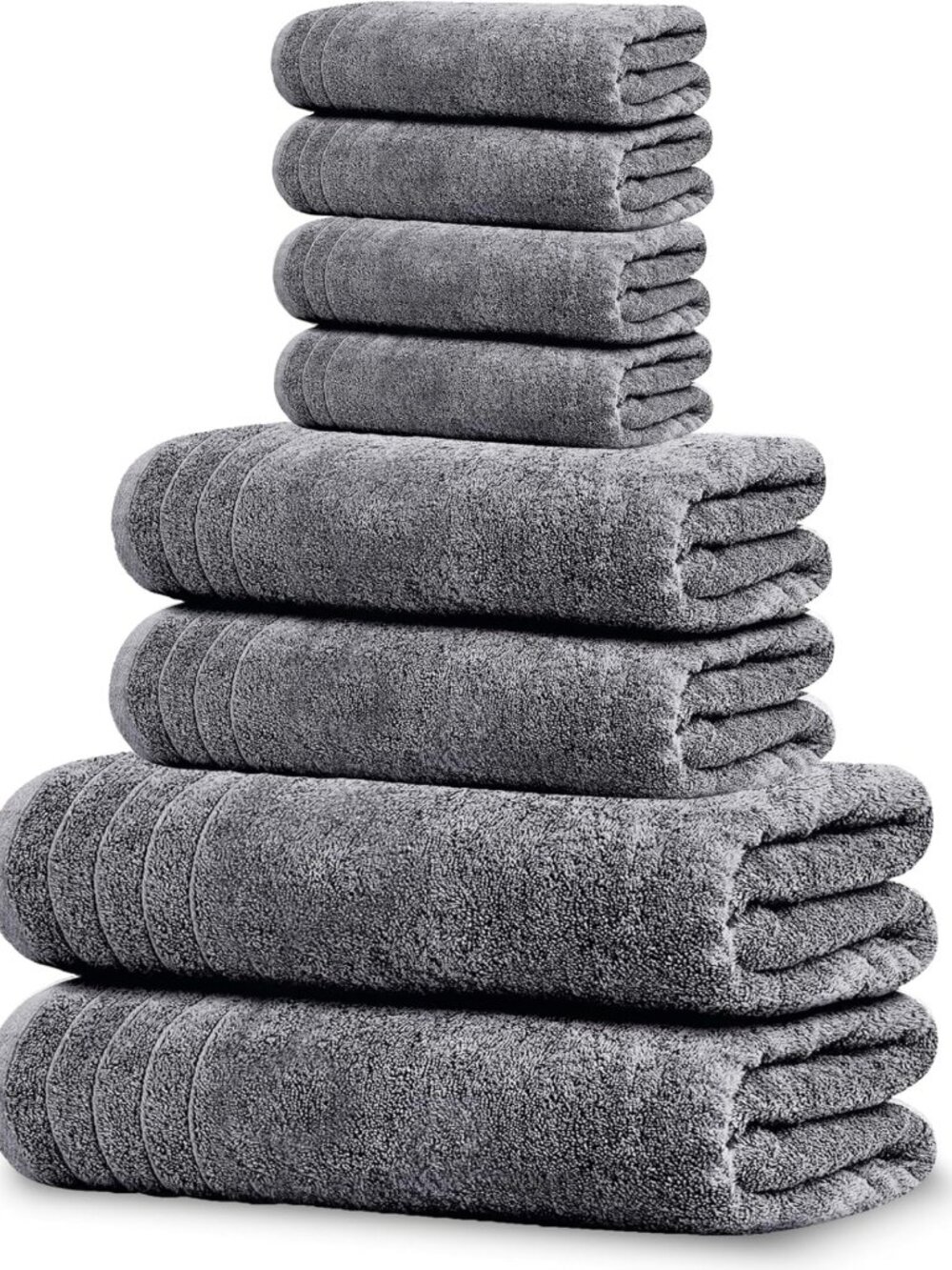 Luxurious 8-Piece Towel Set - 2 XL Bath, 2 Hand, 4 Washcloths - Dark Grey